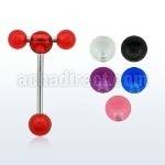 bbuvspn 316l steel tongue barbell w acrylic uv ball spinner