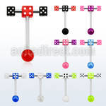 bbvdspn2 316l steel tongue barbell w acrylic uv ball 4mm dice