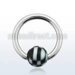 bcac5 316l steel ball closure ring w 5mm acrylic checkered ball