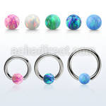 bcr10o5 316l steel ball closure ring 10g 5mm synthetic opal ball