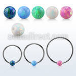 bcr14o5l xxl 316l steel bcr, 14g w 5mm opal closure ball