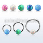 bcr14o6 316l steel ball closure ring 14g 6mm synthetic opal ball
