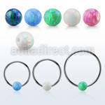 bcr14o6l xxl 316l steel bcr, 14g w 6mm opal closure ball