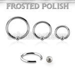 bcr16f3 steel ball closure ring, 16g w 3mm frosted ball