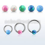 bcr16o6 316l steel ball closure ring 16g 6mm synthetic opal ball