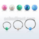 bcr18o4 316l steel ball closure ring 18g 4mm synthetic opal ball