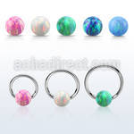 bcr18o6 316l steel ball closure ring 18g 6mm synthetic opal ball