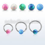 bcr20o5 316l steel ball closure ring 20g 5mm synthetic opal ball