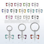 bcrg761 steel ball closure ring, 14g w dangling small butterfly