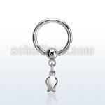 bcrg767 316l steel ball closure ring, 14g a dangling tulip 