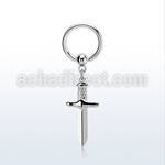 bcrg768 316l steel ball closure ring, 14g w a dangling dagger