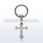 bcrgcro steel ball closure ring w dangling steel cross