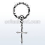 bcrgcrs 316l steel ball closure ring 14g w plain simple cross