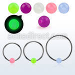 bcrgl5l xxl 316l steel bcr, 14g w 5mm glow in the dark ball