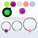 bcrgl6l xxl 316l steel bcr, 14g w 6mm glow in the dark ball