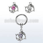 bcrgz15 316l steel bcr 1.6mm w dolphins swimming around a cz