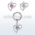 bcrgz391 316l steel bcr 1.6mm w a heart w prong set (cz)
