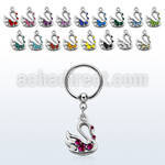 bcrs472 316l steel bcr 1.2mm w a swan with crystals