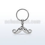 bcrs519 steel ball closure ring w dangling plain mustache