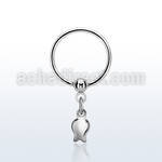 bcrs767 316l steel ball closure ring, 16g w a dangling tulip 