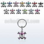 bcrssk4 steel bcr 1.2mm w a crystal studded skull w crossed bone