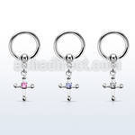 bcrsz14s steel bcr 1.2mm w a cross w tiny cz stone in the center
