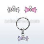 bcrsz408 316l steel ball closure ring 1.2mm w prong set cz bow