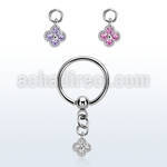 bcrsz411 steel bcr w dangling flower w cz stones 