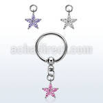 bcrsz413 steel ball closure ring w dangling flower shape w czs 