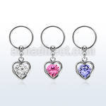 bcrsz419 316l steel ball closure ring 1.2mm w dangling heart w cz