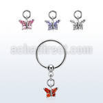 bcrsz589 316l steel ball closure ring 1.2mm w dangling butterfly 