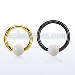 bcrt12o6 pvd plated 316l steel bcr 12g w 6mm synthetic opal ball