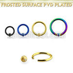 bcrt14f3 pvd plated steel ball closure ring 14g w 3mm frosted ball
