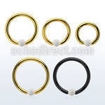 bcrt14o3 black or gold steel ball closure ring 14g 3mm opal ball