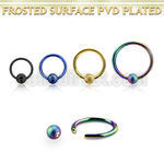 bcrt16f4 pvd plated steel ball closure ring 14g w 4mm frosted ball