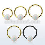 bcrt16o6 pvd plated 316l steel bcr 16g w 6mm synthetic opal ball