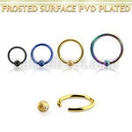 bcrt18f3 anodized steel ball closure ring, 18g w 3mm frosted ball