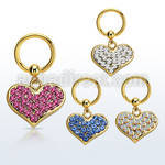 bcrtg705 gold pvd plated steel bcr 1.6mm w crystal studded heart