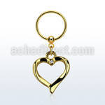 bcrts666 gold steel bcr 1.2mm w heart shape  small crystal