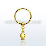 bcrts767 gold steel ball closure ring, 16g w dangling tulip 