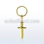 bcrts768 gold plated steel ball closure ring 16g w dagger