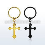 bcrtscro pvd plated steel ball closure ring dangling steel cross