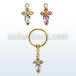 bcrtsz2 gold steel bcr 1.2mm w cross formed by prong set czs