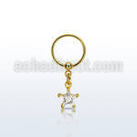 bcrtsz8 gold steel ball closure ring w dangling star cz stone 