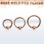 bcrtt rose gold plated 316l steel ball closure ring w 4mm ball