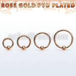 bcrtte rose gold plated 316l steel ball closure ring w 3mm ball