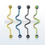 bdat14 anodized steel industrial zigzag barbell w 5mm ball