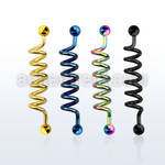 bdtd14 anodized 316l steel industrial coil barbell 5mm balls