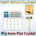 bfbrg16c silver nose bone w 18k gold plating 3mm flat crystal
