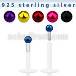 bilbbp bio flex labret with color plated 2mm silver ball